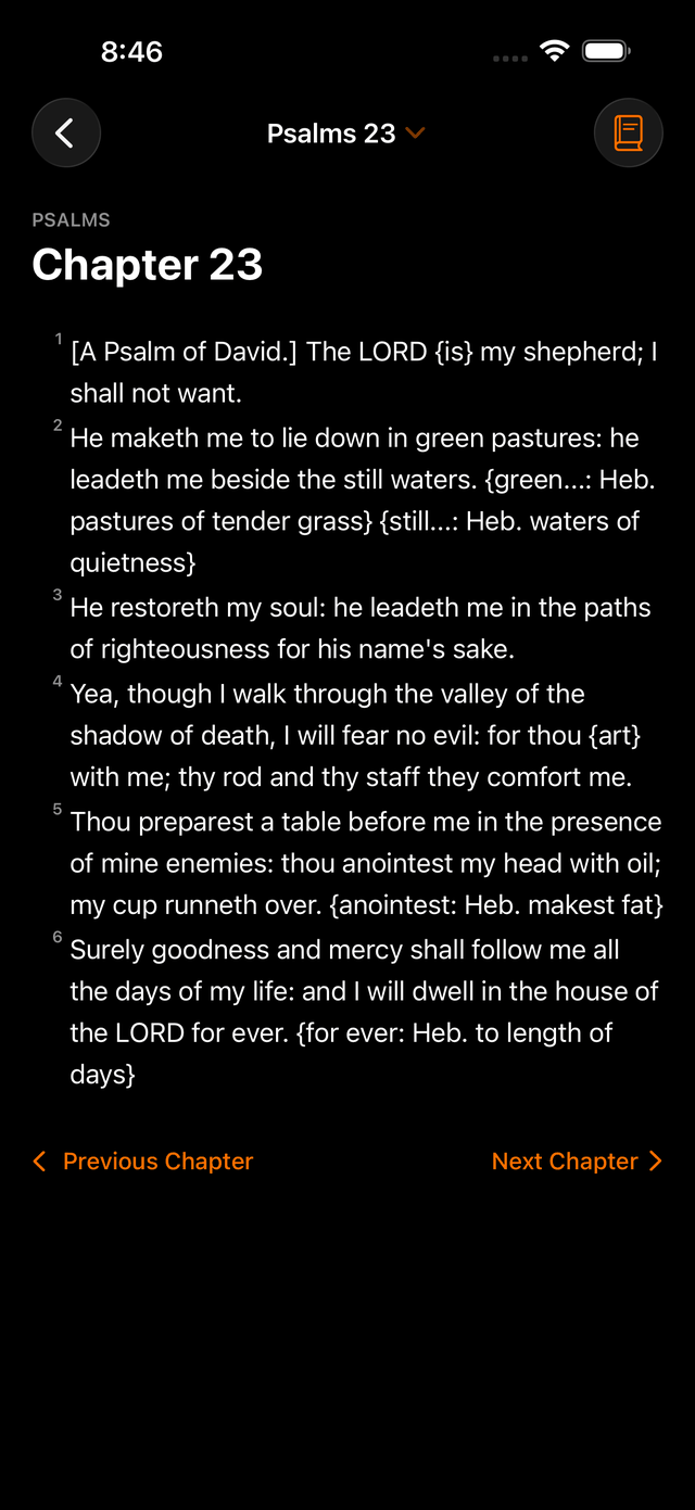 Psalm 23 in the dark theme